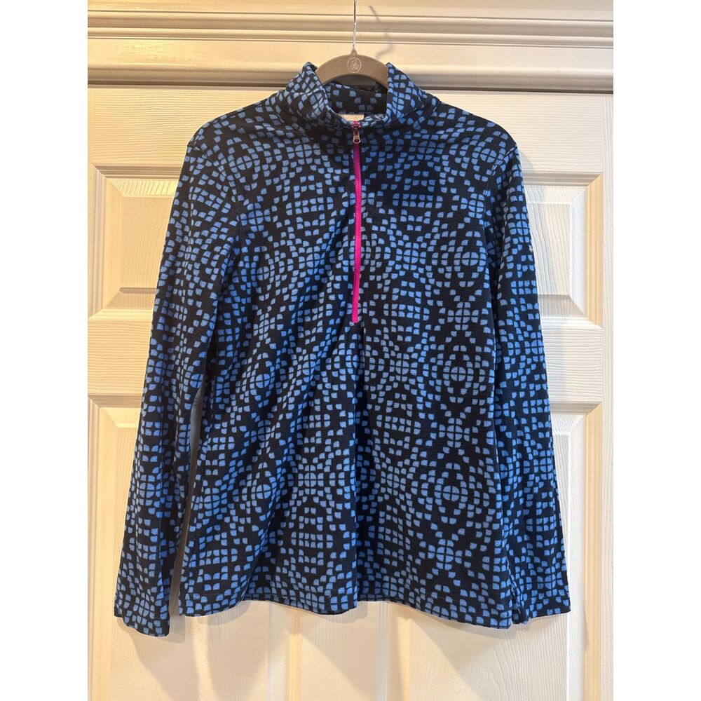 Columbia Fleece Quarter Zip Pull Over Jacket Sweater Womens Medium Blue Pink